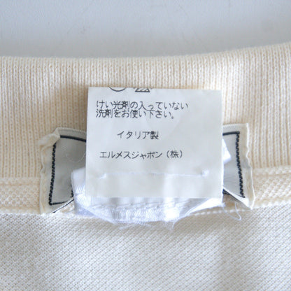 HERMES Cotton Long Sleeve Polo Shirt Ivory Size M