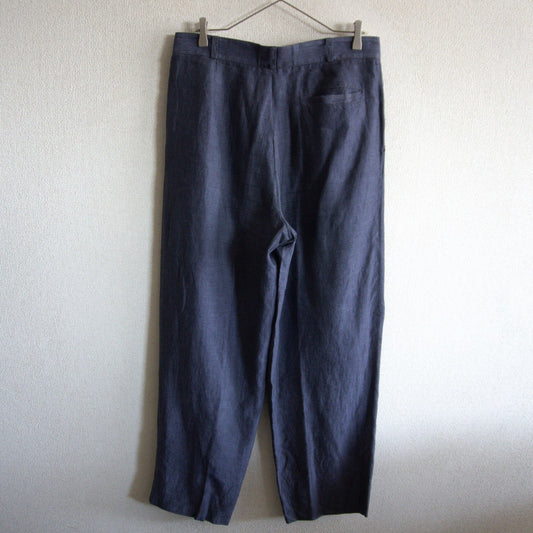 Gianni Versace 90s 3-Pleat Linen Slacks Navy Size 36