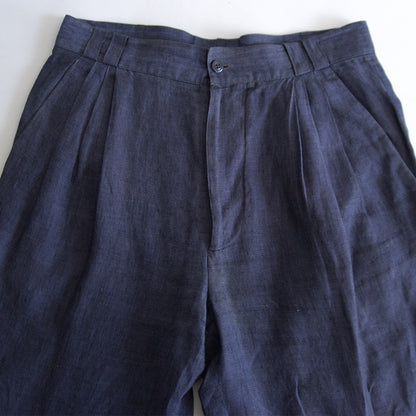 Gianni Versace 90s 3-Pleat Linen Slacks Navy Size 36