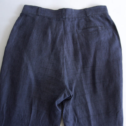 Gianni Versace 90s 3-Pleat Linen Slacks Navy Size 36