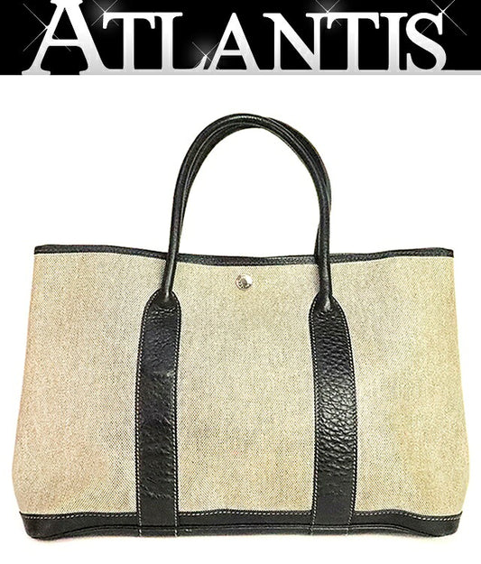 HERMES Garden Party PM Toile H Silver Hardware Tote Bag