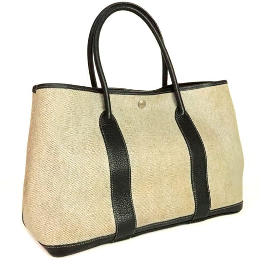 HERMES Garden Party PM Toile H Silver Hardware Tote Bag Gray