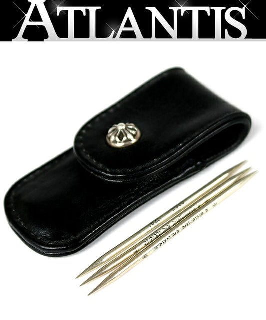 CHROME HEARTS Leather Toothpick Case Set SV925 Silver