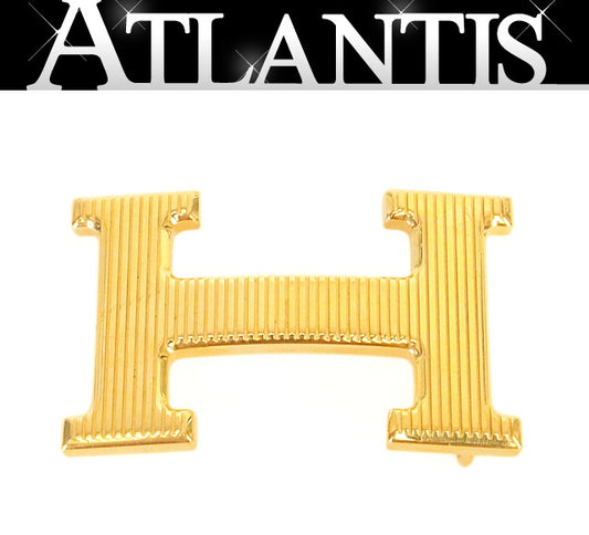 HERMES H H Buckle Striated Gold Plated Metal