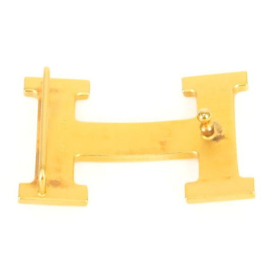 HERMES H H Buckle Striated Gold Plated Metal