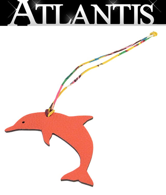 HERMES Petit h Dolphin Charm Orange/Navy