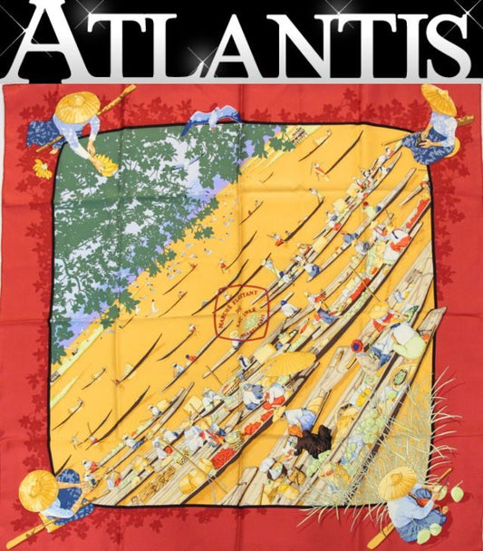 HERMES Marche Flottant du Lac Scarf Red