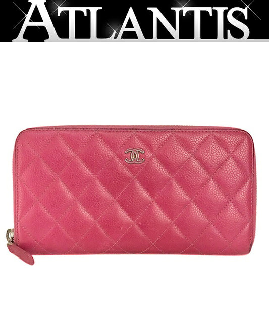 CHANEL Matelasse Caviar Skin Wallet Pink