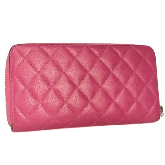 CHANEL Matelasse Caviar Skin Wallet Pink