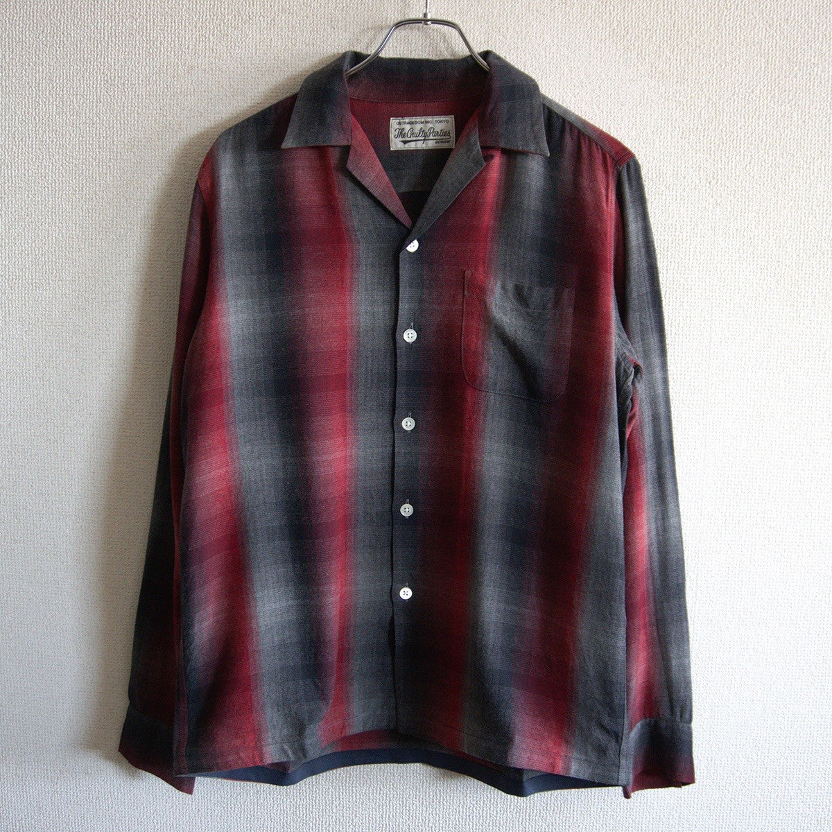WACKO MARIA Ombre Check Open Collar Long Sleeve Shirt Size M
