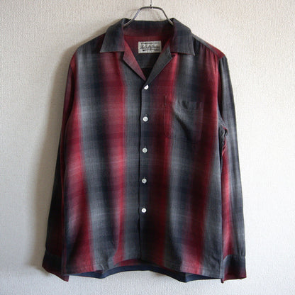 WACKO MARIA Ombre Check Open Collar Long Sleeve Shirt Size M