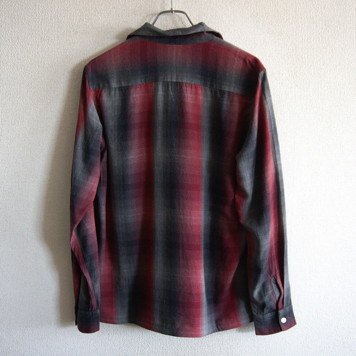 WACKO MARIA Ombre Check Open Collar Long Sleeve Shirt Size M