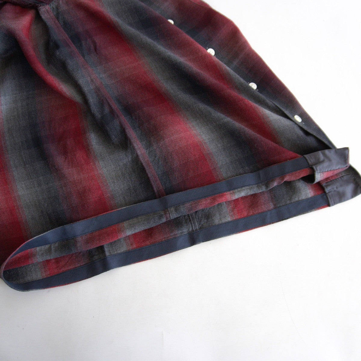 WACKO MARIA Ombre Check Open Collar Long Sleeve Shirt Size M