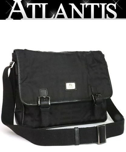 BURBERRY Black Label Check Nylon Canvas Shoulder Bag Black