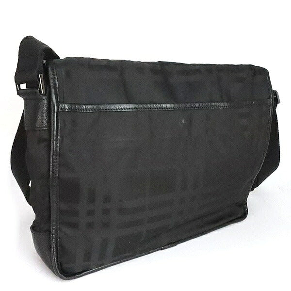 BURBERRY Black Label Check Nylon Canvas Shoulder Bag Black