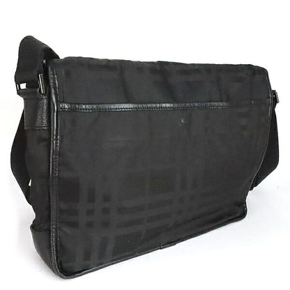 BURBERRY Black Label Check Nylon Canvas Shoulder Bag Black