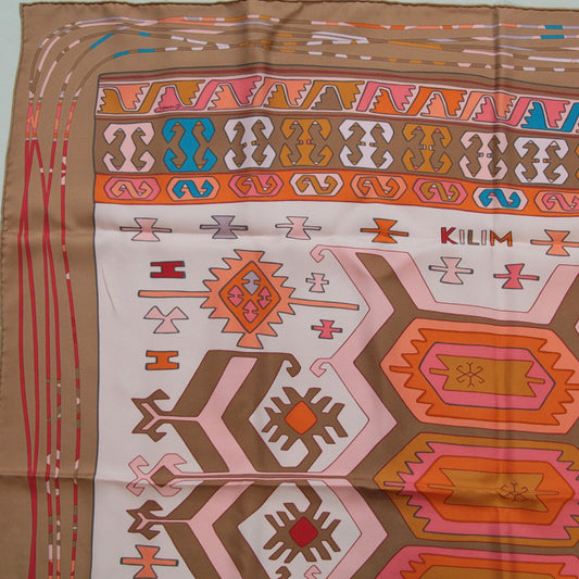 HERMES KILIM Carré 90 Silk Scarf Pink
