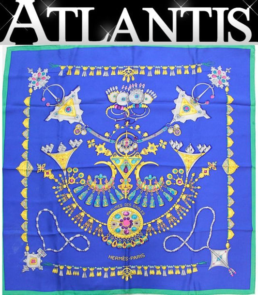 HERMES Carre 90 Silk Scarf Sables" Blue