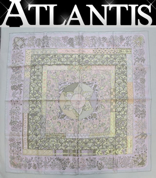HERMES Pique Fleuri de Scarf Purple