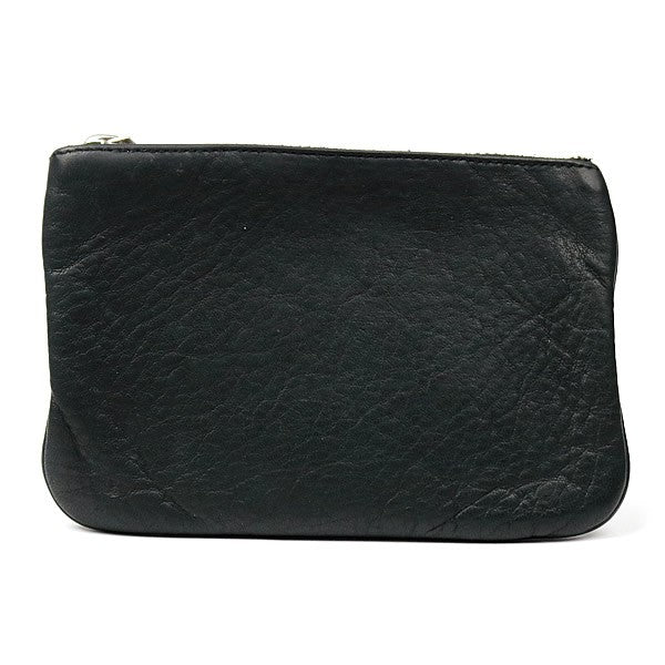 CHROME HEARTS Zipper Cross Patch Leather Coin Wallet Black