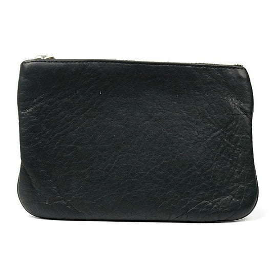 CHROME HEARTS Zipper Cross Patch Leather Coin Wallet Black