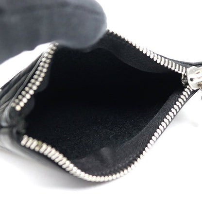 CHROME HEARTS Zipper Cross Patch Leather Coin Wallet Black