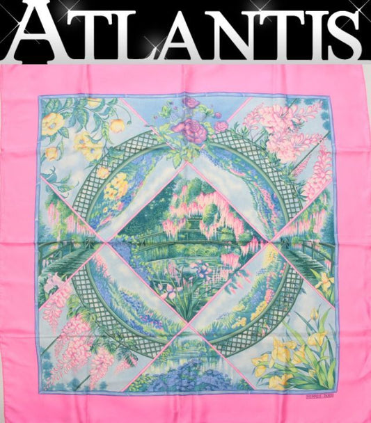 HERMES GIVERNY Carré 90 Silk Scarf Pink