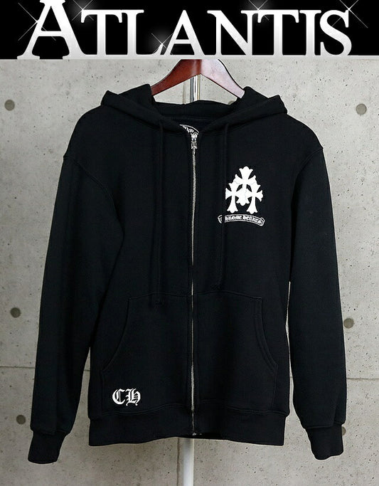 CHROME HEARTS Old Vintage Cemetery Cross Hoodie Black Size M