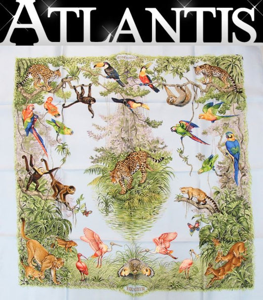 HERMES EQUATEUR Silk Scarf Light Blue