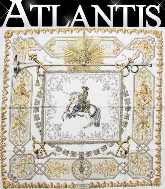 HERMES Carre 90 Silk Scarf Magnvs" White