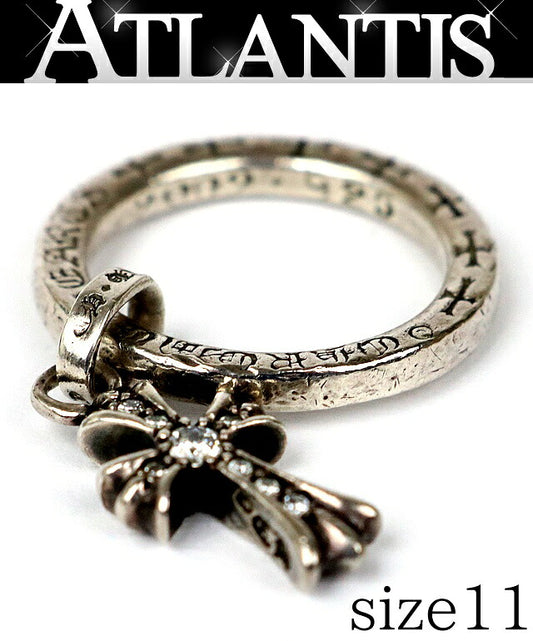 CHROME HEARTS NTFL Baby Fat Cross Diamond Ring Size JP 11