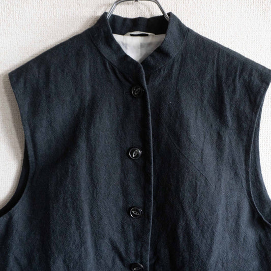 ARTS&SCIENCE Cotton Linen Stand Collar Long Vest Size S