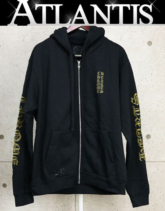 CHROME HEARTS Old English Zip Hoodie Black/Olive Size M