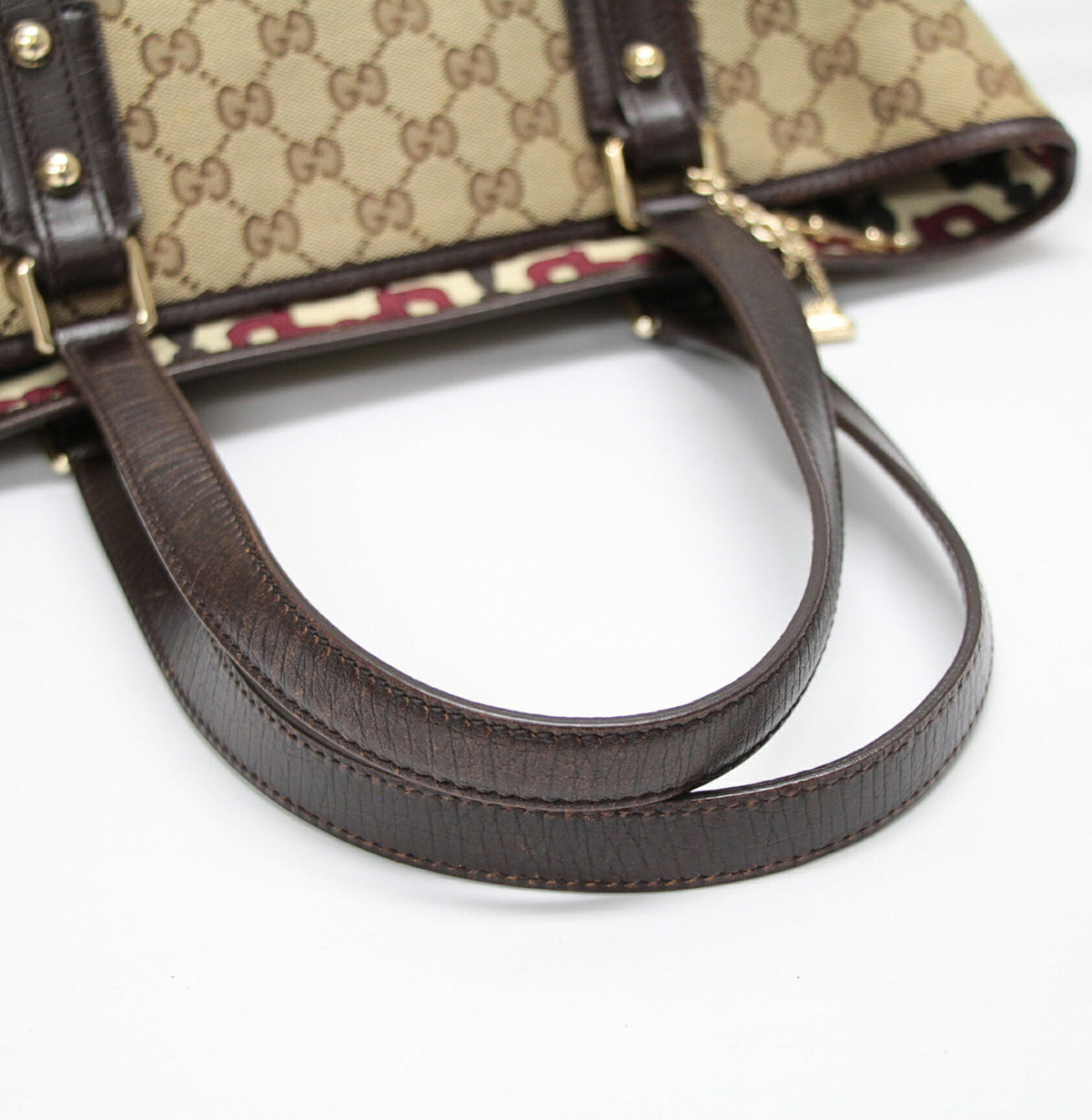 GUCCI Sherry Line GG Canvas Tote Bag Beige Brown