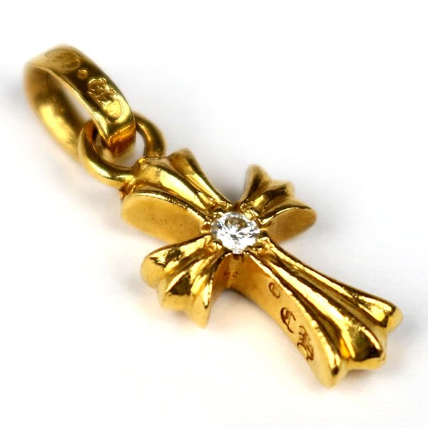 CHROME HEARTS 22K Baby Fat Cross After Diamond Charm