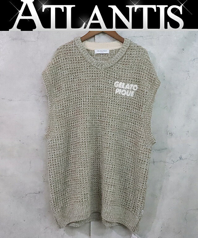 GELATO PIQUE HOMME Melange Waffle Vest Mint Size L