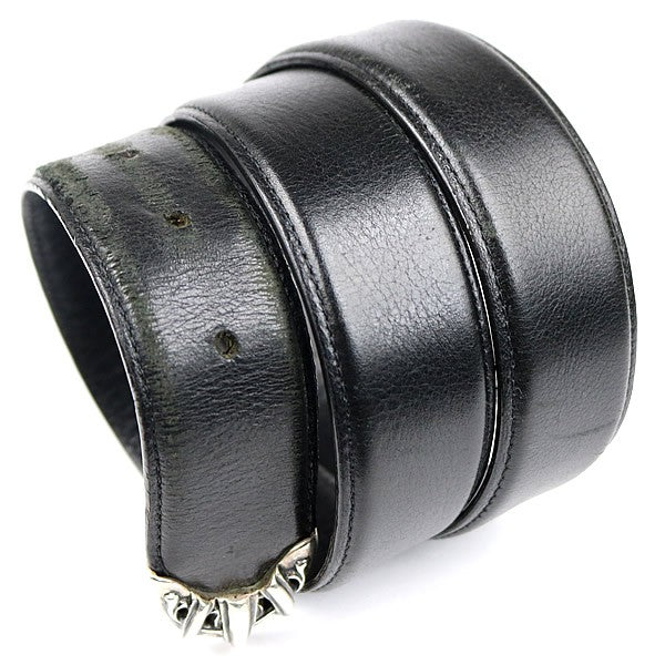 CHROME HEARTS 3PC Talon Silver Leather Belt Black Size 32