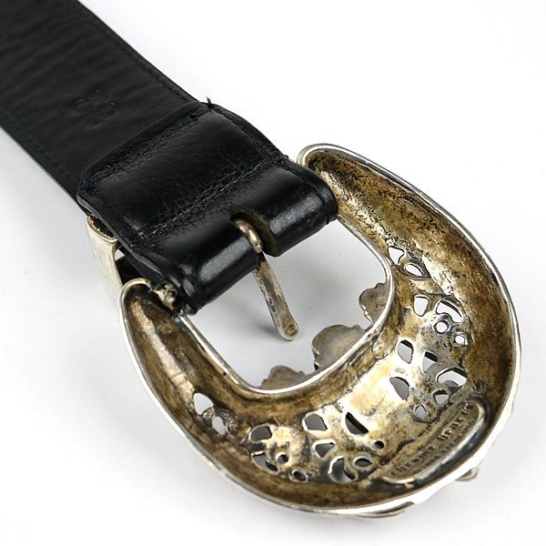 CHROME HEARTS 3PC Talon Silver Leather Belt Black Size 32