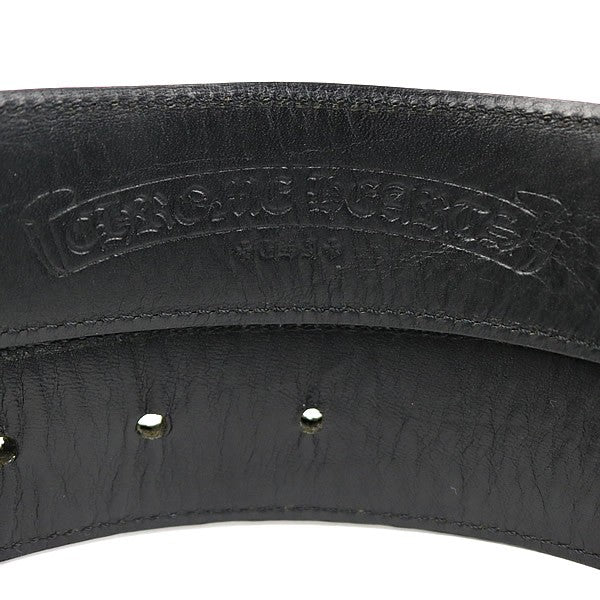CHROME HEARTS 3PC Talon Silver Leather Belt Black Size 32