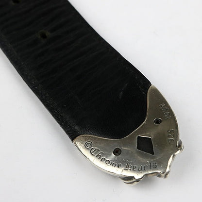 CHROME HEARTS 3PC Talon Silver Leather Belt Black Size 32