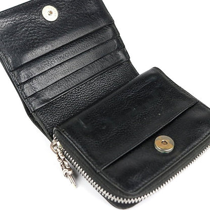 CHROME HEARTS Square Zip Bill Leather Wallet Black