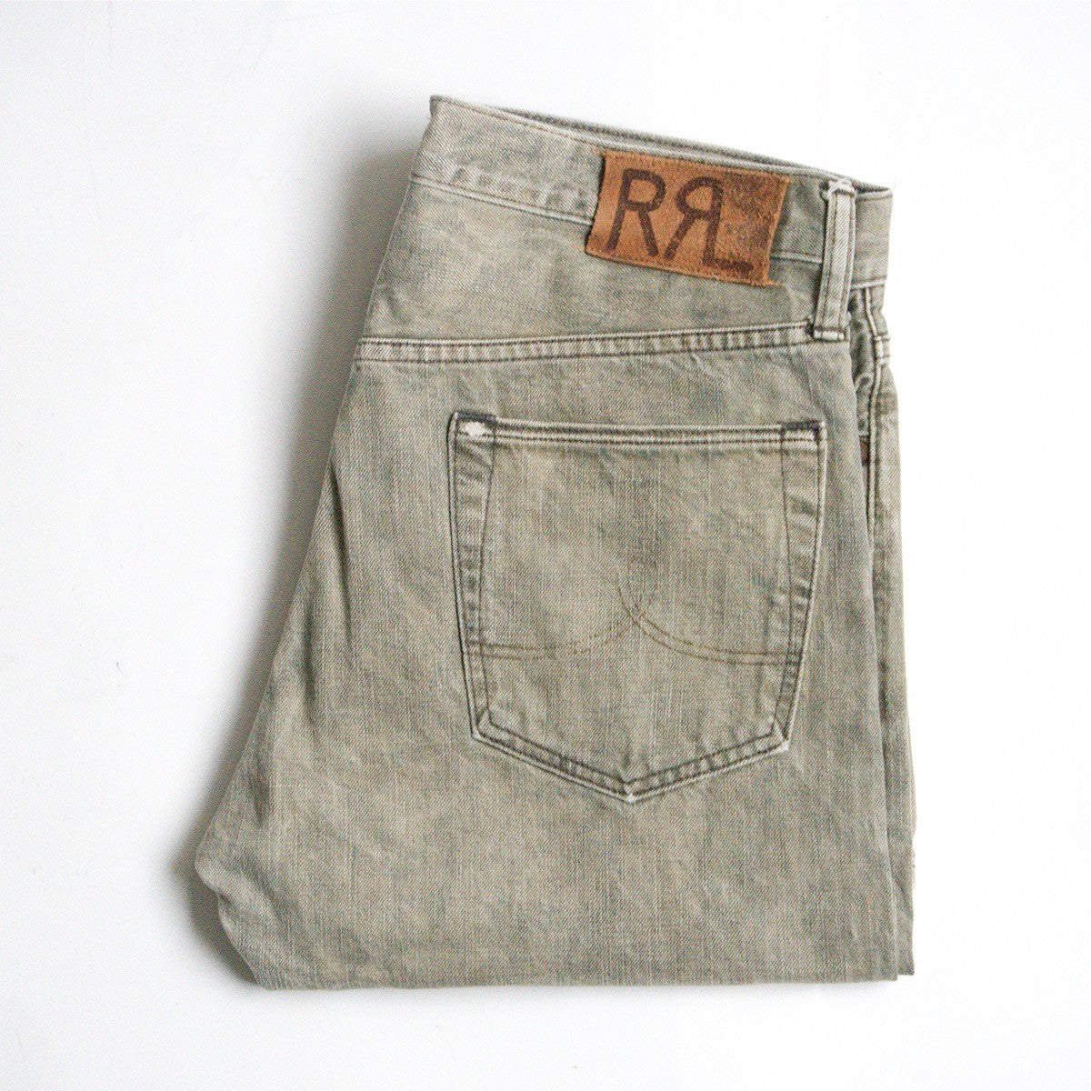 RRL Made in USA Olive Wash Straight-Leg Jeans Size 32×30