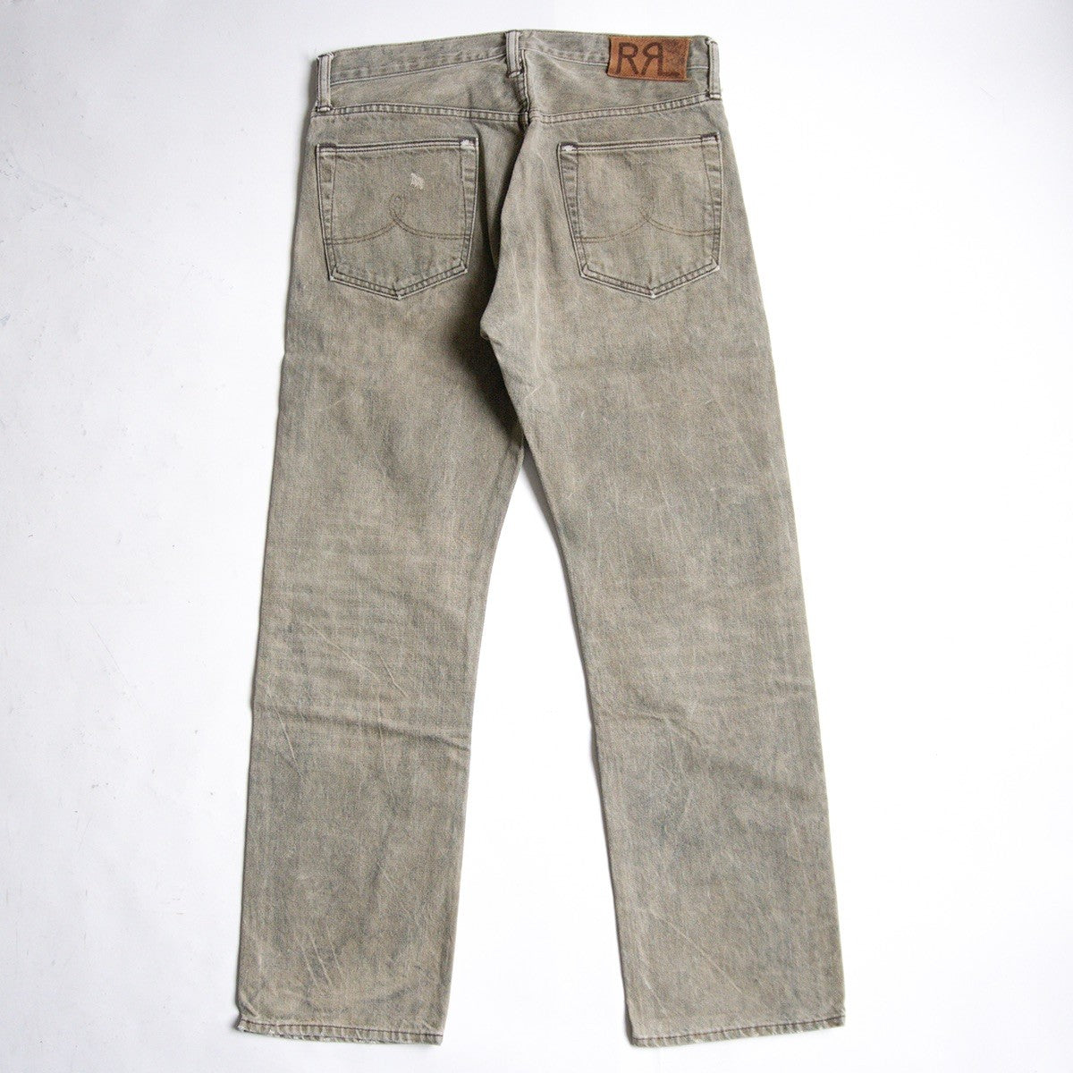 RRL Made in USA Olive Wash Straight-Leg Jeans Size 32×30