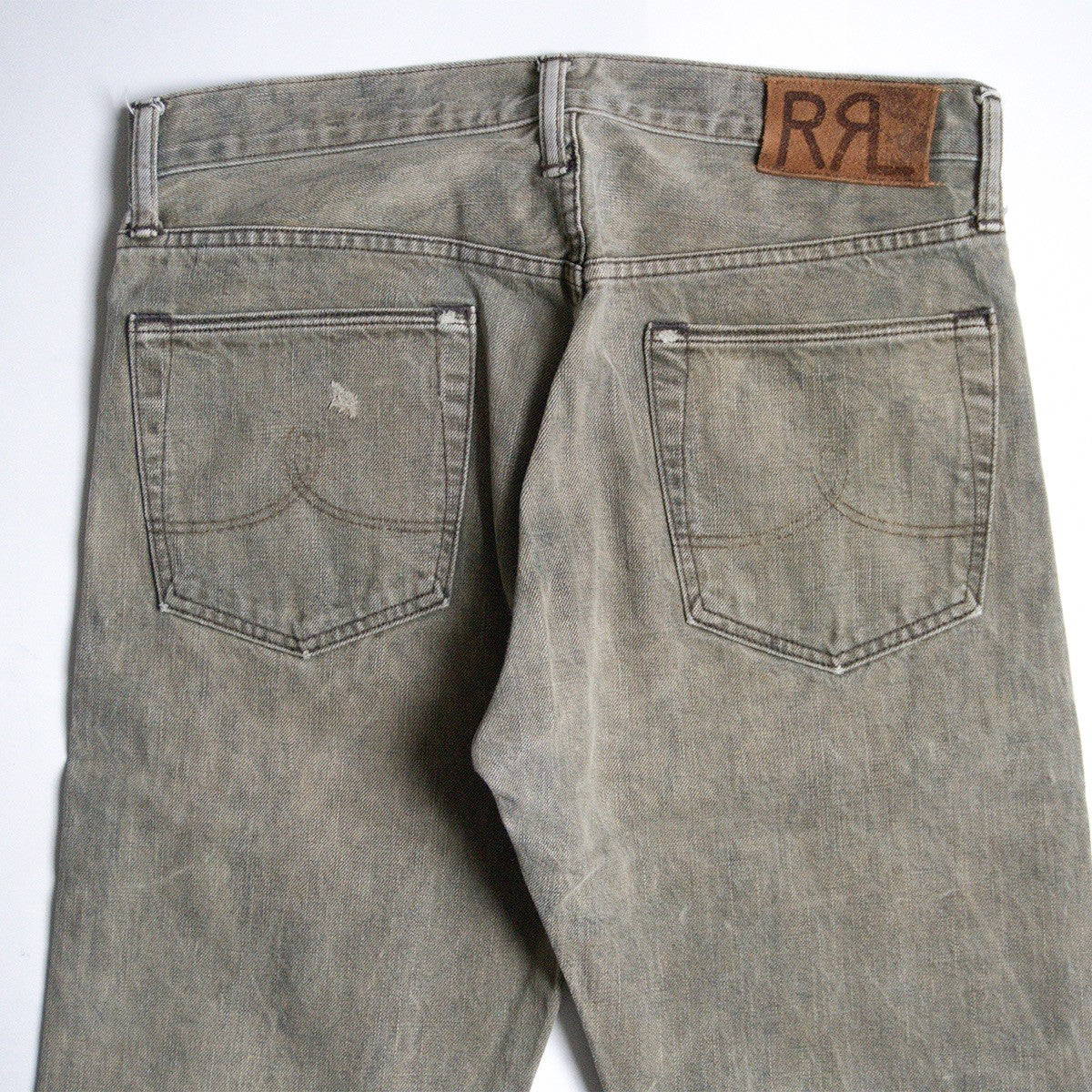 RRL Made in USA Olive Wash Straight-Leg Jeans Size 32×30