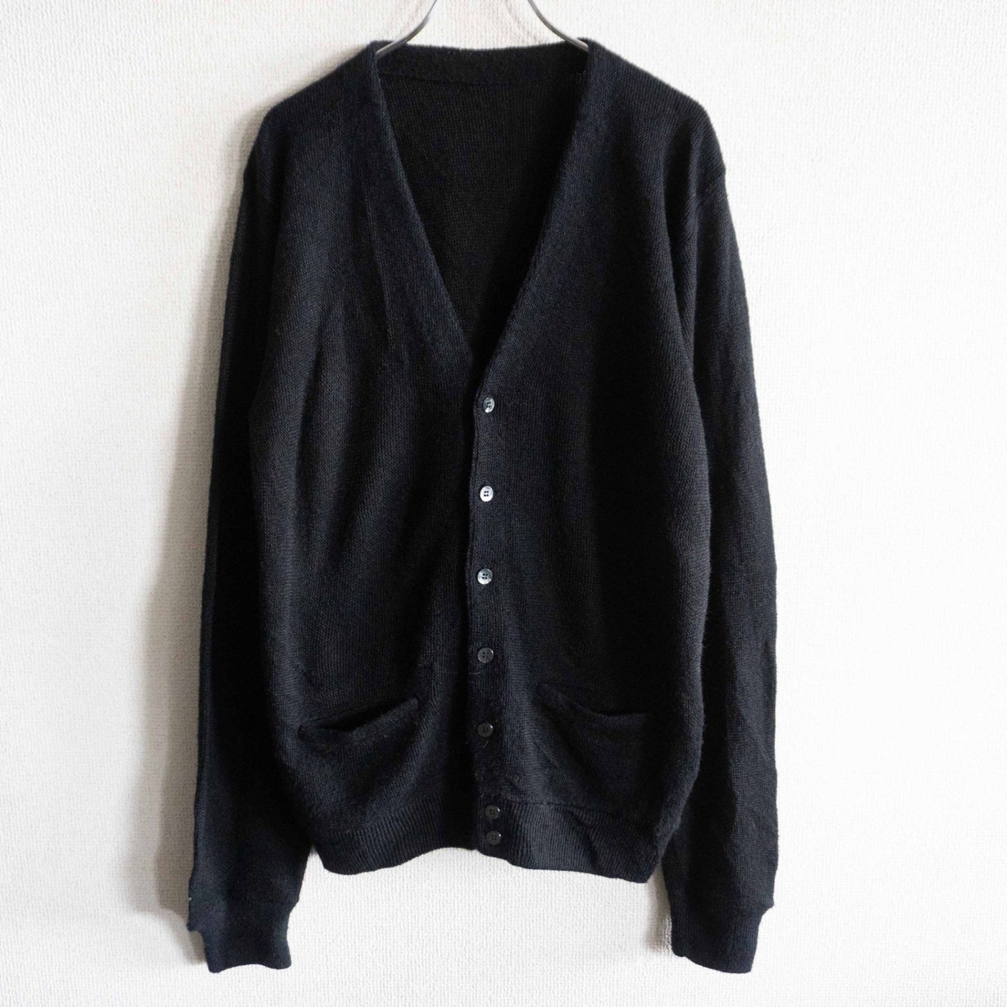 Vintage 60s Alpaca Cardigan with Pockets Black