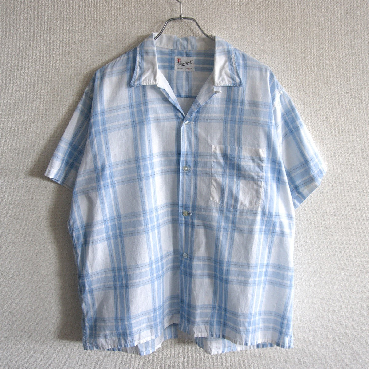Cranbrook 60s Cotton Open Collar Check Shirt Size XL