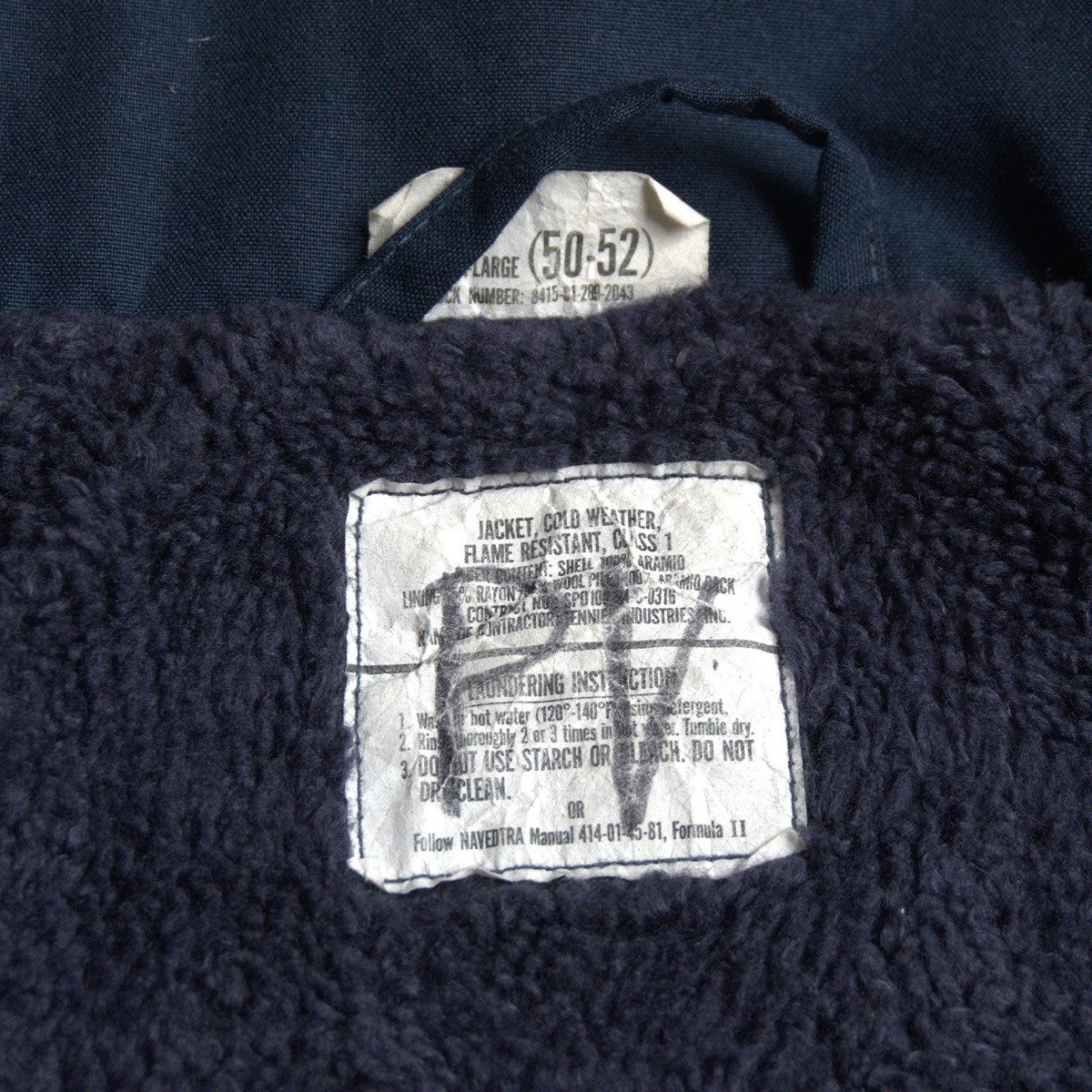 US NAVY 90s Aramid Deck Jacket Military Size XXL(50-52)
