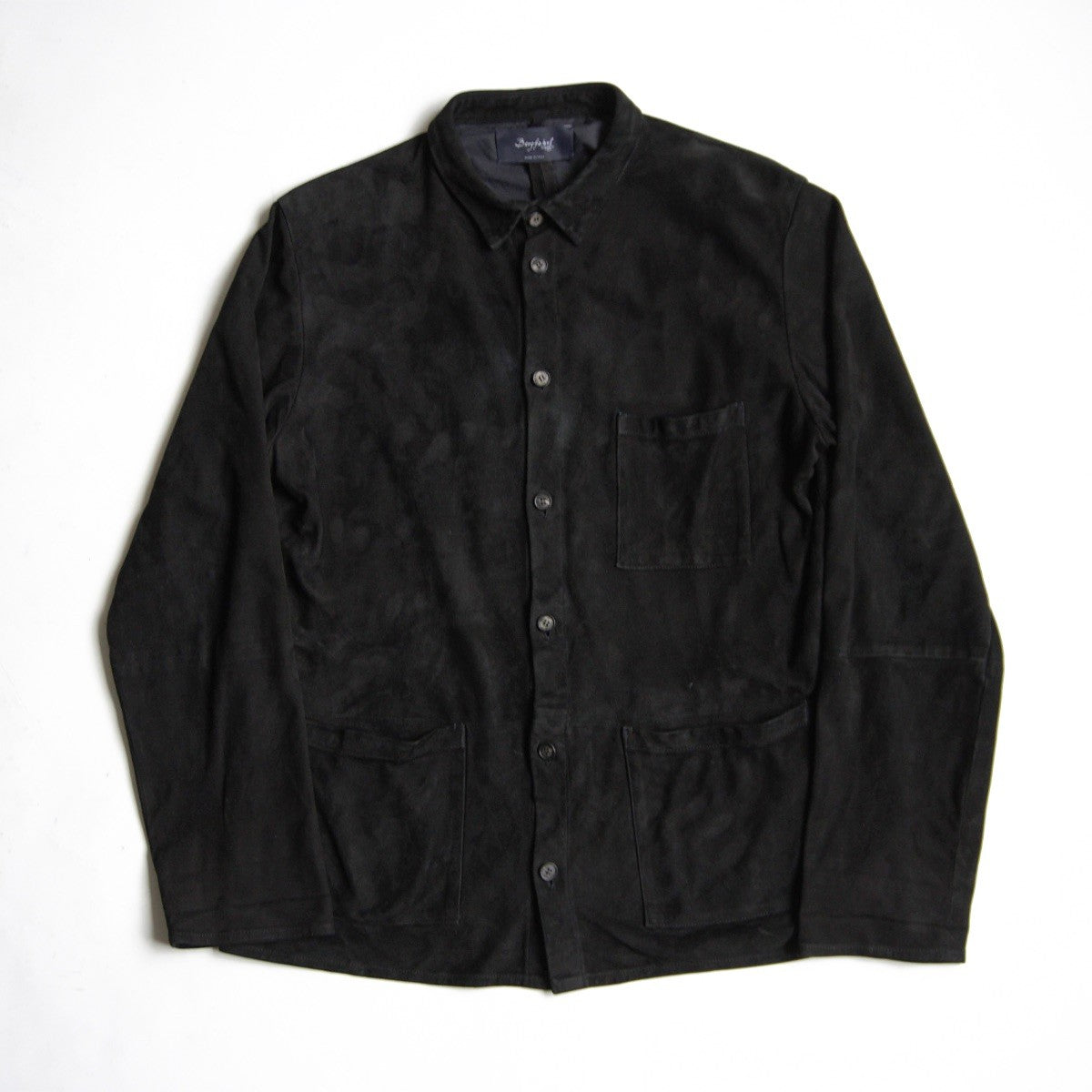 bergfabel Suede Leather Worker Shirt Jacket Black Size L