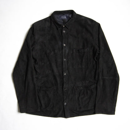 bergfabel Suede Leather Worker Shirt Jacket Black Size L