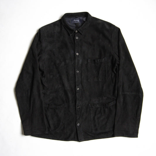 bergfabel Suede Leather Worker Shirt Jacket Black Size L